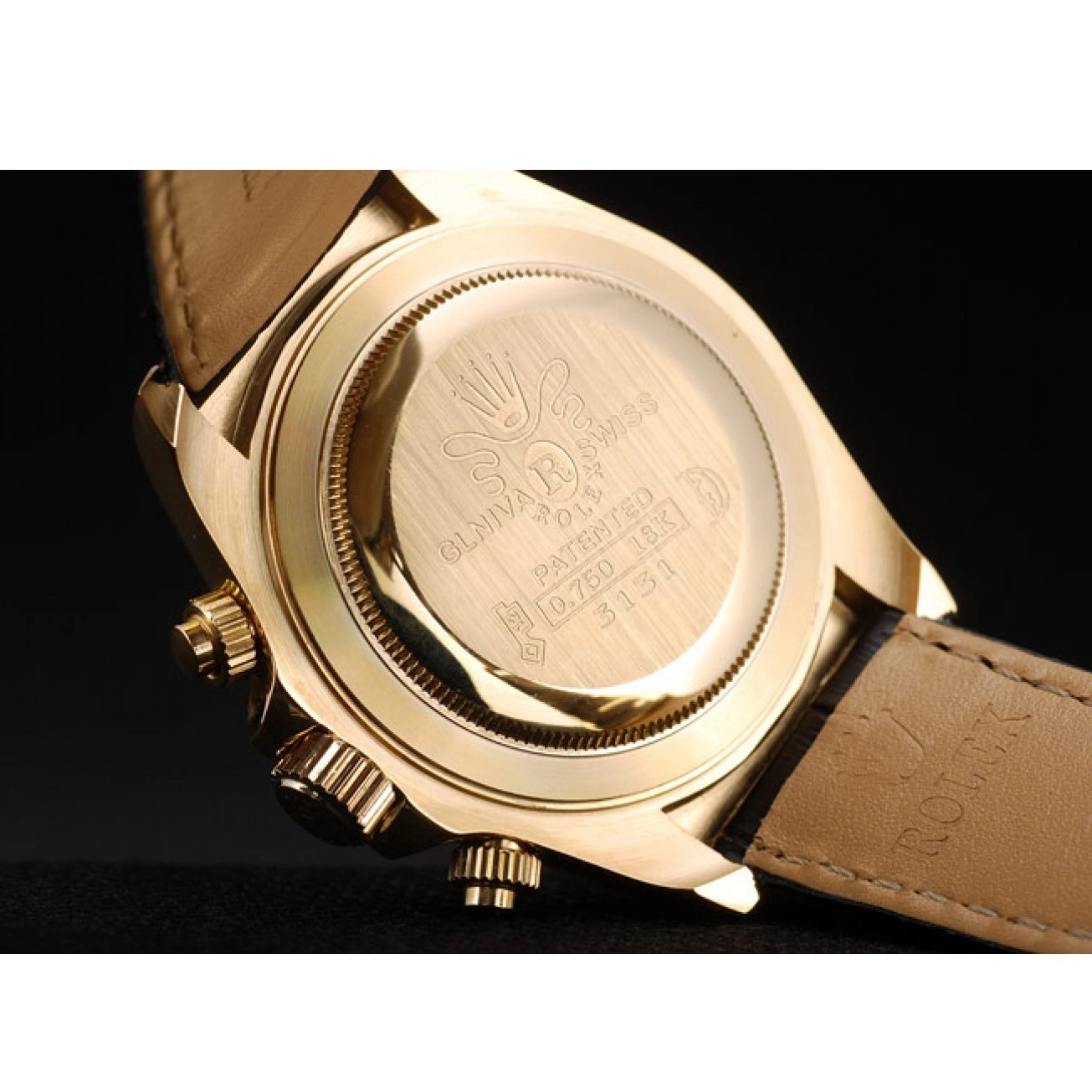 Aaa replica watch Strap Case Rolex Dial Leather Blue Daytona Gold Black 0611